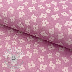 Tissu double gaze/mousseline JACQUARD Flowers cerise