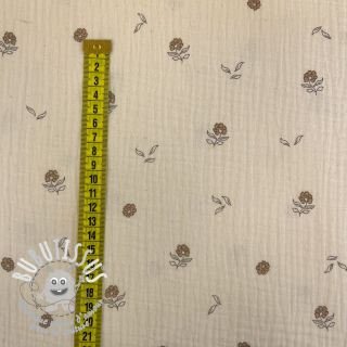 Tissu double gaze/mousseline Flowers SIMPLY NATURAL digital print ORGANIC