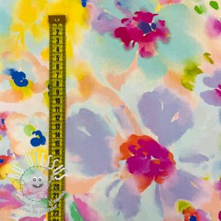 Viscose STRETCH Watercolour flowers design A digital print