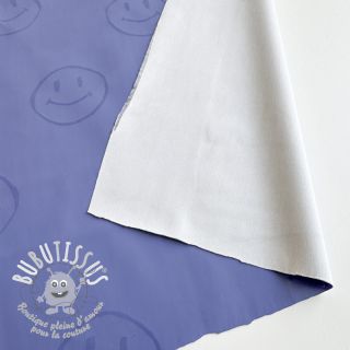 Raincoat fabric Happy faces purple