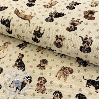 Tissu déco GOBELIN PREMIUM Little dachshund play