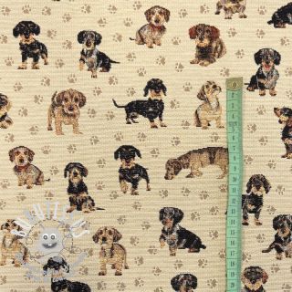 Tissu déco GOBELIN PREMIUM Little dachshund play